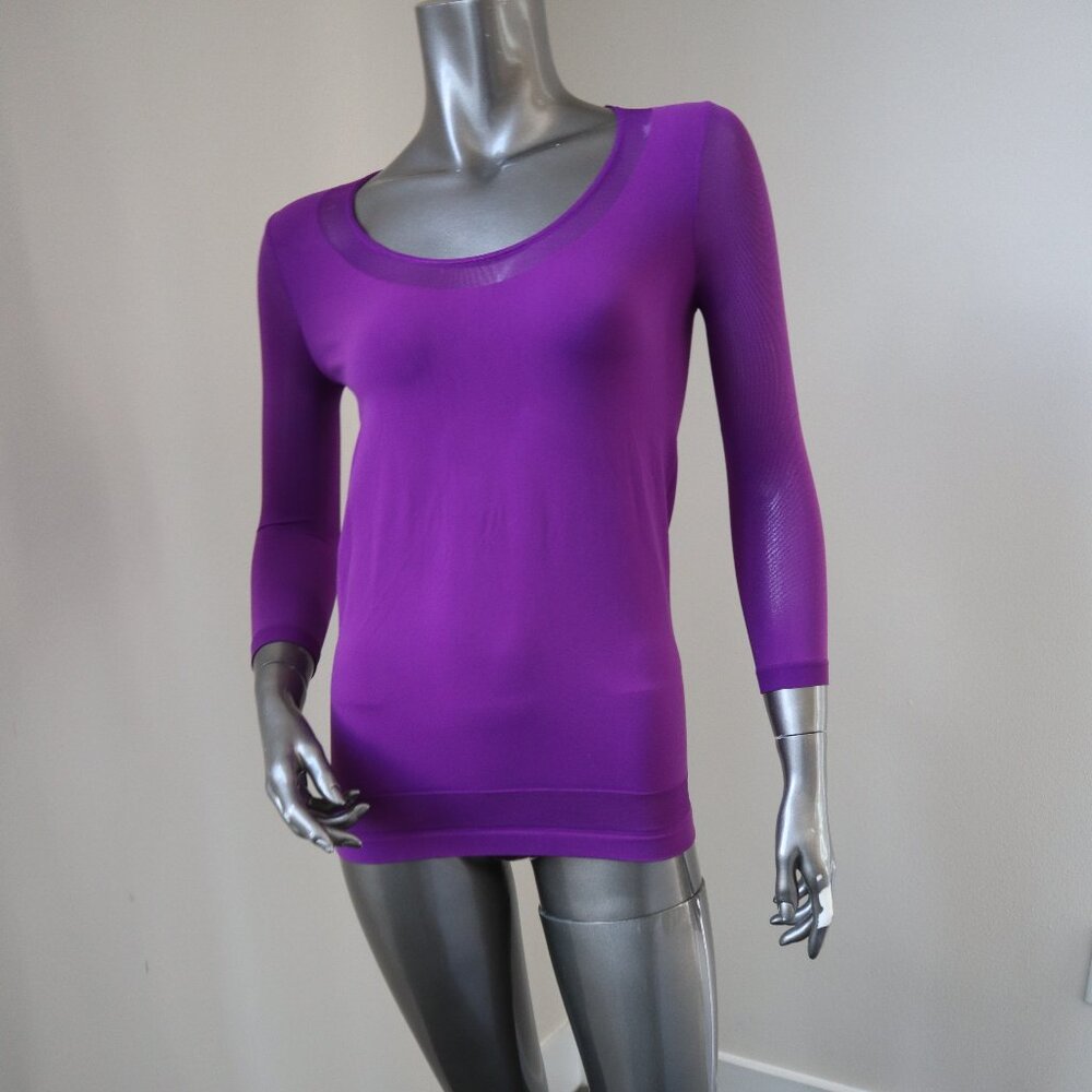 Wolford Stretch Top in Hyacinth Purple with Mesh Details New Tags Size Small - Picture 6 of 9